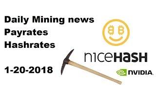 NiceHash Daily news 1-20-18 mining payrates hashrates