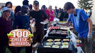 Cooking 100 Huge Cheeseburgers For The Homeless!