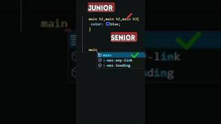 Junior vs Senior Developer in css🫢 #html #css #html5css3 #programming #coding #javascript