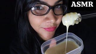 ASMR comiendo leche condensada | ASMR lamiendo leche condensada | cuchara de vidrio