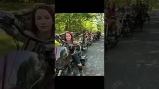 Biker girls on their Harley-Davidson motorcycles