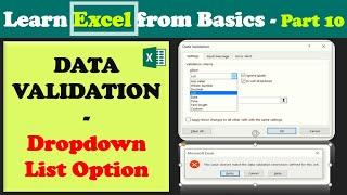 Excel - Part 10 | Data Validation - Part 1 | How to create Dropdown List using Data Validation