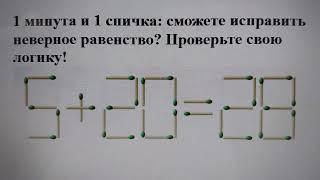 1 минута и 1 спичка: сможете исправить неверное равенство? Проверьте свою логику!