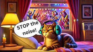 Feline Frenzy: A Cat’s Comical Battle to Crash the Dogs’ Party