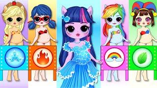 We Adopted Four Elements! Fire, Water, Rainbow & Earth Girl! | DIYs Paper Doll & Craft