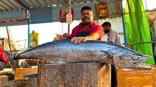 KASIMEDU  SPEED SELVAM | 22 KG  BIGGEST SEER FISH CUTTING | IN KASIMEDU | HD VIDEO | FF CUTTTING