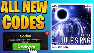 UPDATENEW! ROBLOX JULES RNG CODES 2025!! | BE QUICKLY | PART 657