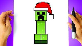 Como DESENHAR o CREEPER de NATAL - Cómo DIBUJAR a CREEPER de NAVIDAD - MINECRAFT -  Drawing Tutorial