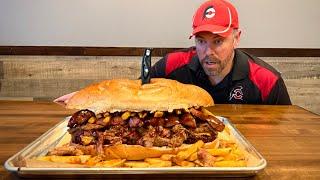 Randy Santel vs Doc's 6lb "Behemoth" BBQ Sandwich Challenge in Edwardsville, Illinois!!