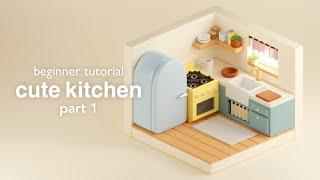 Cute isometric kitchen - Blender 3D beginner tutorial - Part 1