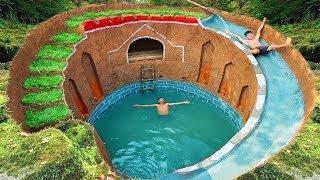 How To Build Swimming Pool Water Slide Around Secret Underground House