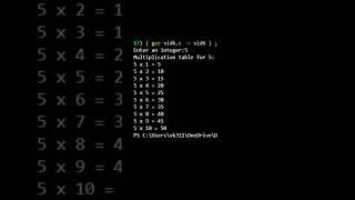 Write a program in C to display the multiplication table for a given integer #shorts #maths #table