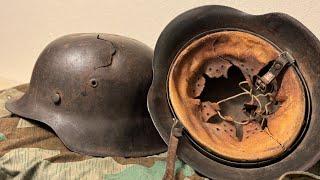 WW2 German Helmet M42 Battle Damaged