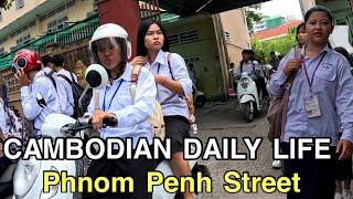 CAMBODIA DAILY LIFE -  Walking tour at PHNOM PENH STREET