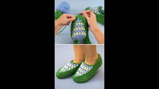 Easy model knitted scrap yarn slippers! Tutorial for beginners! Miarti