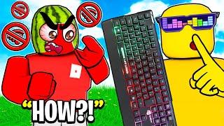 Using SECRET KEYBOARD to CHEAT in Roblox Bedwars