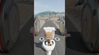 Skibidi Toilets & Speakermans Skibidi Bollard Trap Crush – BeamNG.drive