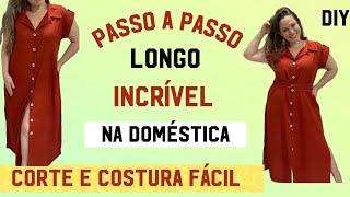 LONGO INCRÍVEL COM CORTE E COSTURA FÁCIL NA MÁQUINA DOMÉSTICA PARA INICIANTES DYI #passoapasso