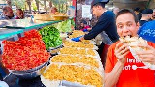 Street Food Paradise in Syria!!  $1 FALAFEL MOUNTAIN SANDWICH in Aleppo, Syria!!