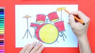 How to draw a Drum Set