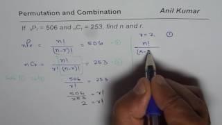 Find n and r with Permutation Combination Algebra IB SL MAths