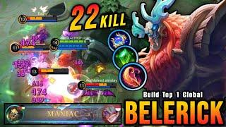 22 Kills + MANIAC!! Belerick Brutal Magic Damage Build - Build Top 1 Global Belerick ~ MLBB