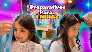 Bella e Sofia nos preparativos para a comemoração de 1 milhão de inscritos