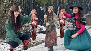 Cooking in a Country Village: Lamb Liver Recipe in Snowy Weather