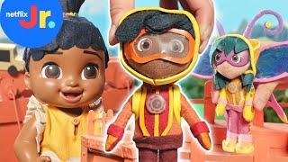 Action Pack Toy Play: Stopping Clay’s Super Sized Sister | Netflix Jr