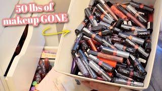 MASSIVE MAKEUP DECLUTTER PT.2 // 50 lbs.+ of makeup gone!