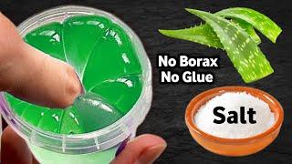 How to make Water Slime without Glue or Borax 2 Ingredients No Glue No Borax Aloe Vera & Salt Slime