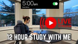 12-Hour LIVE Study With Me  | Cozy UK Ambience | Custom Pomodoro Timer | Deep Work Mode