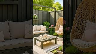 Elegant Patio with Hanging Chair & Floral Touch #home #gardendelight #outdoorgarden #garden#flowers