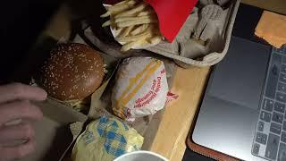 ASMR - MCDONALDS BIG MAC, JUNIOR CHICKEN, AND FRIES  EATING SOUNDS