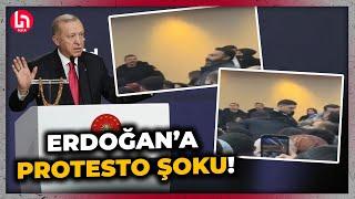 Erdoğan'ı şoke eden 'İsrail' protestosu! Protestocu yaka paça böyle dışarı çıkarıldı!