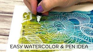 Easy Watercolor Painting Idea: Underwater Zendoodle