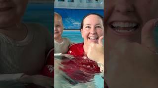 Baby Swim Diving Off Floating Mat #babyshorts #babyswimming #floating #pool #swim #funshorts #learn