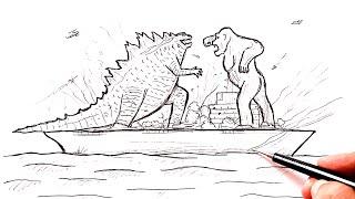 How to draw a Godzilla vs King Kong | Drawing Tutorial