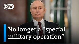 Putin refers to war in Ukraine as a war for first time | DW News