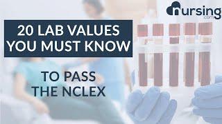 20 Lab Values You Must Know To Pass The NCLEX | Nursing School Labs