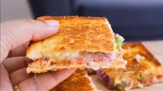 EASY BREAD PIZZA SANDWICH RECIPE / NO OVEN / by BLUEBELLRECIPES