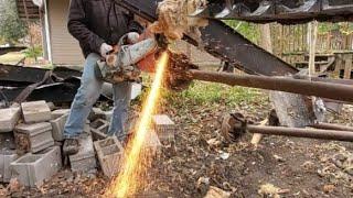 #98 Stihl TS420 Cutting Steel I Beams