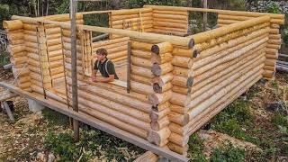 Building a Log Cabin, Cutting Windows & Door Openings With Hand Tools | EP16