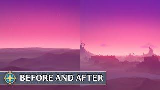 What Natlan looked like before and after version 5.0 (Timelapse)