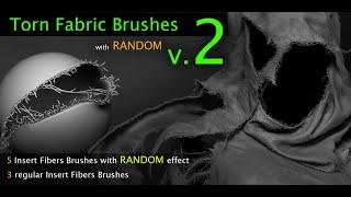 Torn Fabric v2  Brushes for Zbrush with RANDOM