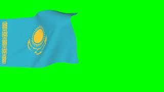 Flag of Kazakhstan in the wind. Rendering Animation on chroma key.