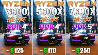 Ryzen 5 3600 vs Ryzen 5 5600X vs Ryzen 5 7600X - Test in 8 Games