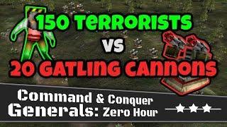 150 GLA Terrorists VS 20 China Gatling Cannons | C&C Generals Zero Hour