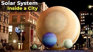 If the Solar System Fit Inside a City | Solar system size comparison | first person view