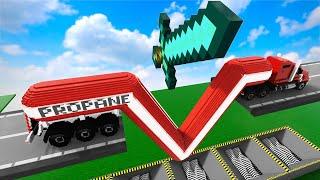 Cars Through The Minecraft Sword Through The Shredder Factory To The Blender | Teardown